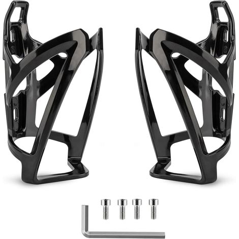 Lot de 2 Porte-Bidons Vélo, Sans Outil, Bouteille, VTT, Route, Montage, Rapide, Léger, Aluminium, Noir (1/5)