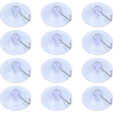 Ventouse - 40 mm - Avec Crochet Métal - Pour Vitre Salle De Bain Déco Fête - Lot De 12