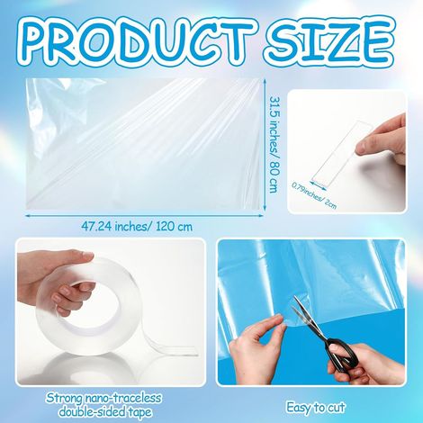 Film de couverture transparent PVC pour vitre de voiture, réparation temporaire de vitrage, protection pare-brise, Composition : 2pcs, Couleur : transparent (1/5)