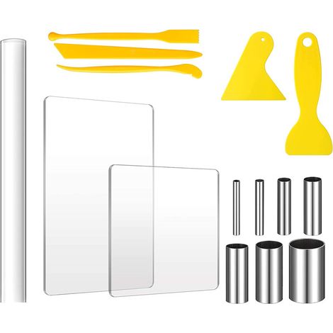 15 Pcs Outils de Modelage de Poterie Outils Sculpture Argile Rouleaux D'argile Acrylique Polymère avec Feuilles Acrylique Rouleau Grattoir pour DIY Artisanat Sculpture Argile Poterie