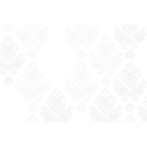 Papier peint panoramique géométrique à motifs florales | Tapisserie panoramique beige et blanc abstrait | Papier peint panoramique chambre adulte - 267 x 400 cm (4 pièces) (1/2)