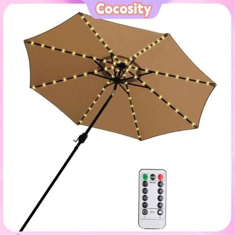 Cocosity Cordes lumineuses pour parapluie Guirlande Lumineuse LED Pour Parasol De Jardin Avec Télécommande Et 10 linge decorative (1/5)