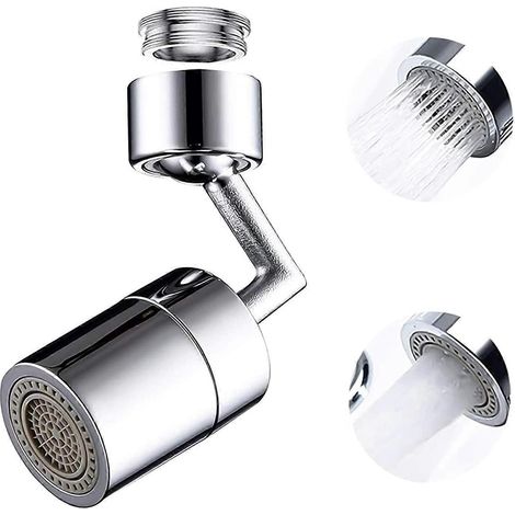 Universeller Spritzschutz-Wasserhahn mit 720° drehbarem Filter, Luftsprudler und Verlängerung, 2 Wasserauslassmodi, 4-lagigem Netzfilter für Bad und Küche.