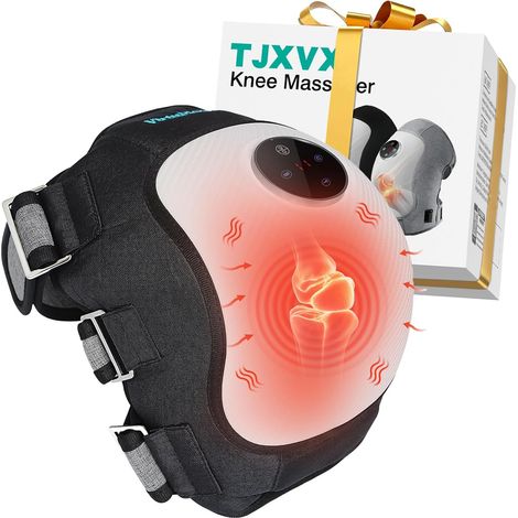 Masseur électrique de genou, coussin chauffant sans fil pour soulager Coussin chauffant, 3 modes de vibration, Batterie 5000 mAh, Sans fil et portable, Pour la relaxation (1/5)