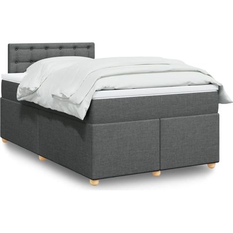 Boxspringbett mit Matratze Dunkelgrau 120x200 cm Stoff (1/5)