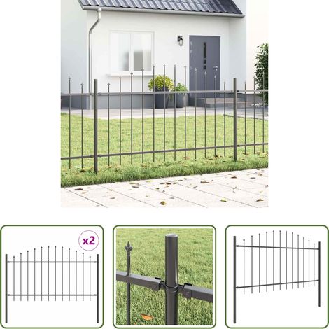 vidaXL Pulverbeschichtung - Gartenzaun 2 pcs Grau 170 x 140 cm Pulverbeschichteter Stahl (1/5)