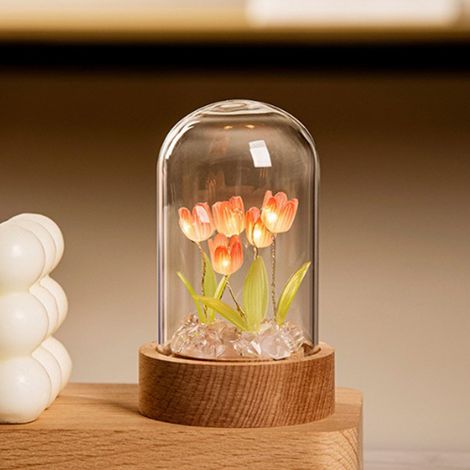 de table tulipe LED décorative rouge