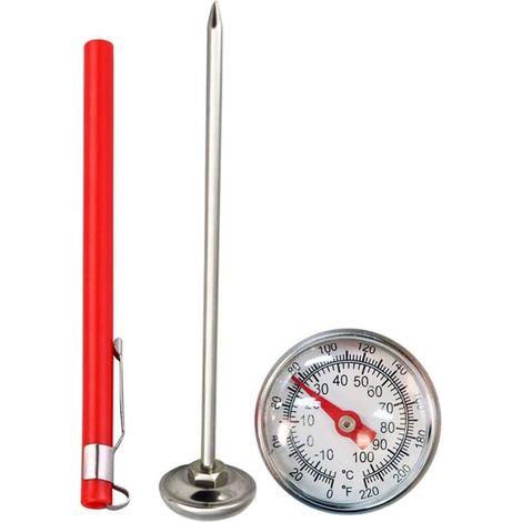Thermomètre de Cuisine en Acier Inoxydable avec Sonde de 120 mm et Pince – Pour Viande, Four, Pâtisserie et Barbecue (1/5)