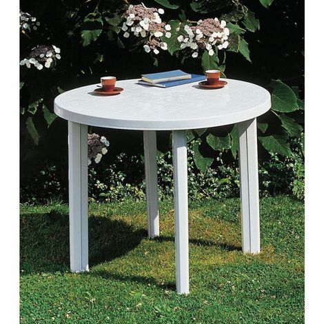 Gartentisch Tondo 90cm rund weiß Kunststoff Terrassentisch Balkontisch Gartenmöbel (1/4)