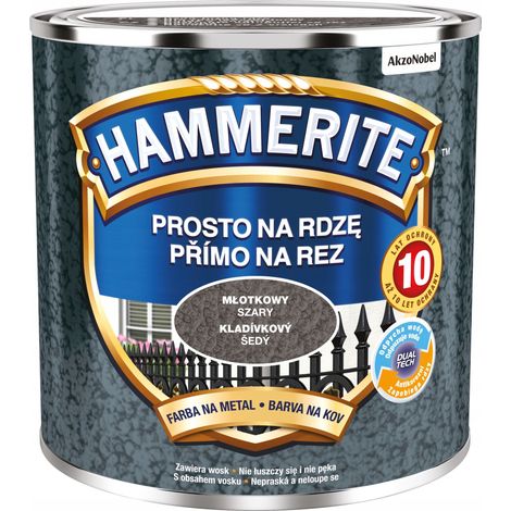 Pintura para metales Hammerite Straight to Rust, gris martillado, 0,25 L