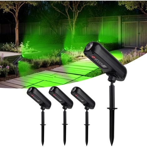 Lot de 4 Spot Solaire Vert Lampe Solaire Exterieur Etanche IP65 Projecteur Solaire Exterieur 2 Modes Eclairage Exterieur Solaire Luminaire Exterieur Solaire pour Jardin Allée Chemin Cour [Classe énerg (1/5)