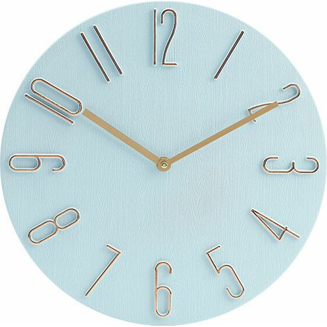 royaluxe - Horloge murale de ménage salon mode minimaliste moderne chambre à coucher montre murale silencieuse , bien bleu ciel , 35435cm, (1/4)
