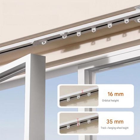 Rail ultra-fin, système de rails pour rideaux motorisés, avec télécommande, double rail équipé de petits moteurs silencieux, (5 mètres) (1/5)