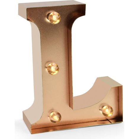 Legami - Mini Lettera Decorativa Luminosa, Gancio Posteriore per Appendere la Lettera al Muro, Tasto ON/off, 3 Batterie già Incluse, Luce Color Bianco Caldo, Lettera L