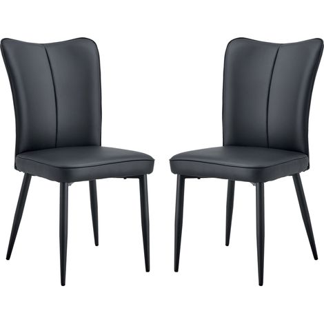 Chaise de salle à manger-PU noir-design moderne-4 couleurs-Bureau/Restaurant-45x44x89cm (1/5)