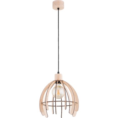 Suspension scandinave bois clair/noir E27 Alfa Ister (1/3)