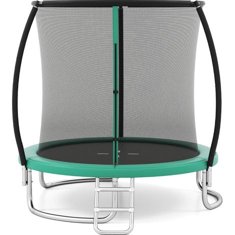 Trampoline extérieur 244 cm avec filet de sécurité et échelle robuste design stable pour un saut en toute sécurité en acier galvanisé vert (1/2)