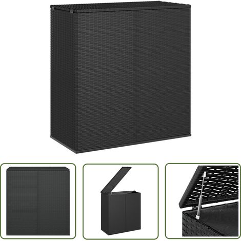 The Living Store Boîte à coussins de jardin Résine tressée 100x49x103,5 cm Noir - Coffre De Jardin - Rangement Extérieur - Boîte À Coussins - Meuble De Jardin - Résine Tressée (1/5)