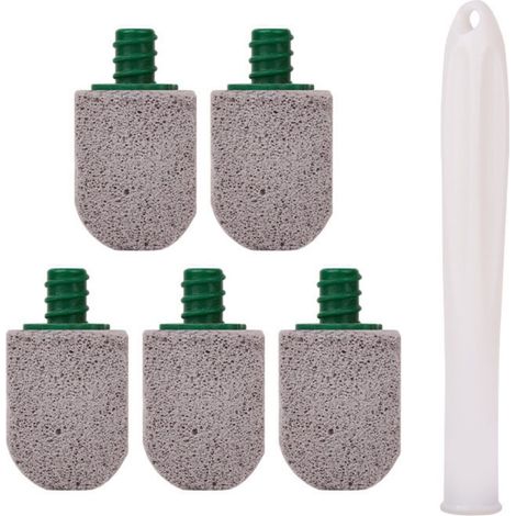 Brosse WC en pierre ponce avec 5 têtes remplaçables et manche PP — Nettoyage sans produits chimiques, sécurisée pour la céramique (1/5)