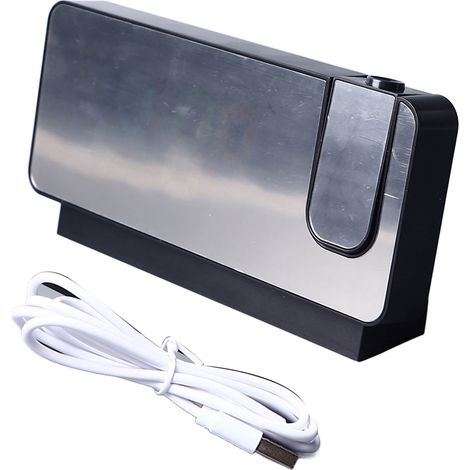 Réveil numérique LED multifonction avec projection miroir, affichage température, grand écran pour chambre à coucher. (1/5)