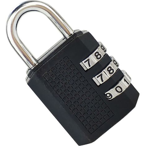 Cadenas à combinaison étanche à 3 chiffres en alliage de zinc pour bagages, idéal pour la salle de sport, l'école et la maison (noir) (1/5)