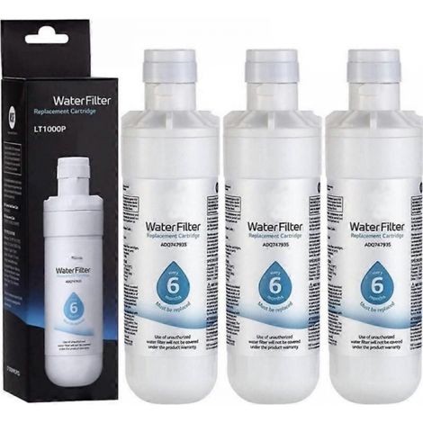 Pack de 3 filtros de agua para frigorífico LG LT1000P ADQ747935 (1/5)