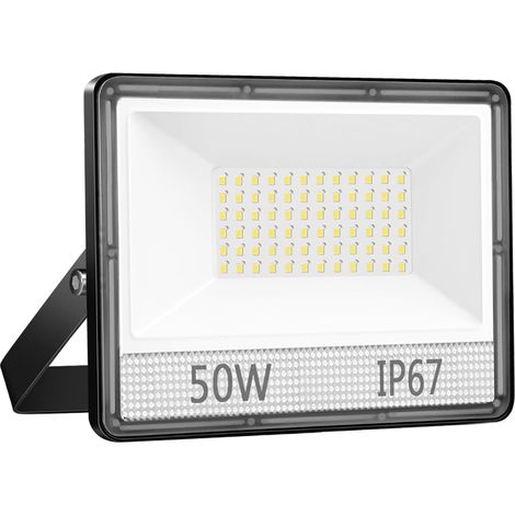 Projecteur LED Extérieur 50W 5000 lumen Puissant Spot LED Extérieur 6500K Blanc Froid, IP67 Étanche Projecteur Exterieur LED pour Jardin Garage Patio Cour Atelier