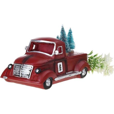 Roter Vintage-LKW mit Lichtern, Tischdekoration im Landhausstil