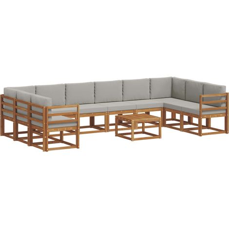 Conjunto de sofás de exterior 11 uds. Gris Natural y Claro vidaXL (1/5)