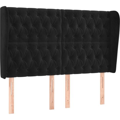 Maison Exclusive - Testiera ad Orecchio Nera 163x23x118/128 cm in Velluto (1/5)