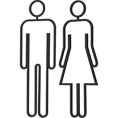 Pictogramme WC, 2 Pièces, Plaque Toilette Hommes Femmes, Symbole en Acrylique Noir, Plaque WC Adhésive, Signe Toilette Homme et Femme pour Toilettes, Salle de Bain, Hôtel et Restaurant, 15 cm (1/5)