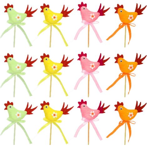 Gallo di pasqua gallina segnaposto decorazioni pasquali addobbi per casa set 12 vetrine negozi stelo con uccelli (1/5)