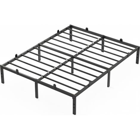 Vasagle – Lit double 140 x 190 avec rangement sous le sommier – Cadre métallique – Montage rapide – Design moderne noir – Capacité de charge 500 kg (1/5)