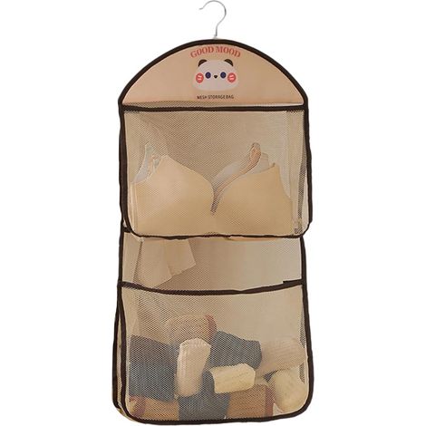 Filet de rangement en maille grande capacité 7840cm, sac à suspendre avec crochet respirant pour dortoir, chambre et maison(Deux cases - Panda) (1/5)