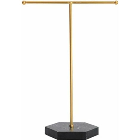 Soporte metálico para pendientes en forma de T - Expositor de joyas - Accesorios de fotografía - Organizador de escritorio (negro) (1/5)