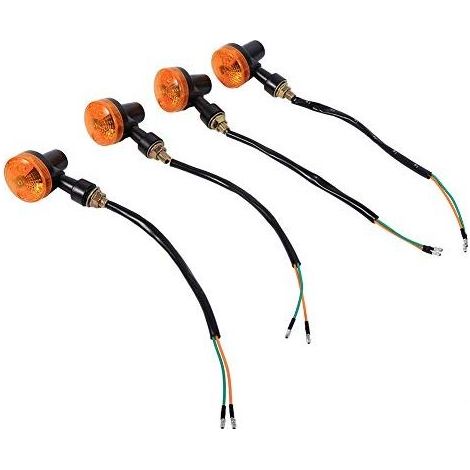 Lot de 4 clignotants moto 12V Plastique ABS noir avec lentille ambre Installation facile Indicateurs lumineux durables (1/5)