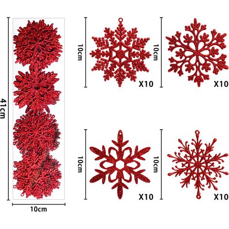 40 flocons de neige pailletés de 10 cm, décorations à suspendre pour sapin de Noël et décoration intérieure.
