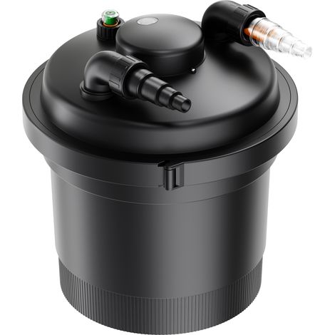 Wiltec CPF-280 Filtre de bassin à pression avec stérilisation UV - 380 x 380 x 420 mm - 11 W / étang 8000 l max. / réservoir 20 l - Filtration eau à grand débit