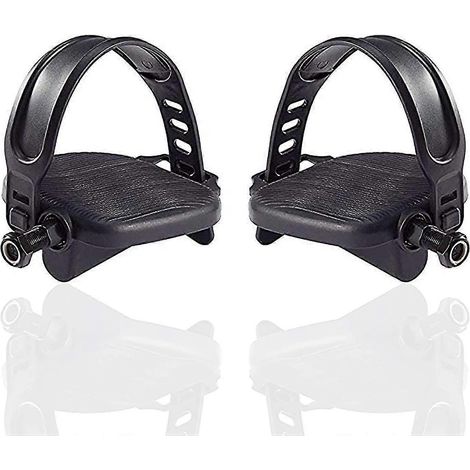 Ensemble de 2 pédales de vélo d'appartement avec sangles antidérapantes, noires