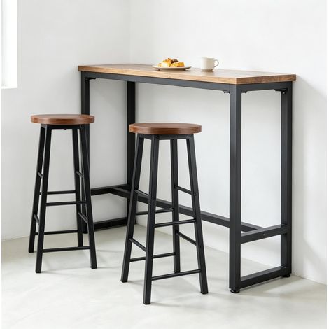 Sgabelli da bar 30x30x71 cm in metallo e MDF marrone salvaspazio FloraGrace (1/5)