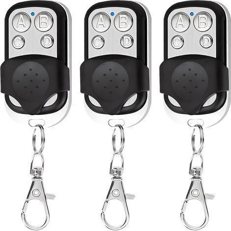 3 Pièces Telecommande Universelle Portail Compatible 433 MHz pour porte de garage, Télécommande Portail Garage sans Fil à 4 Boutons pour Porte de Garage et Voiture (1/5)