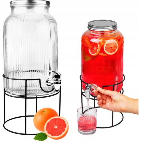 Barattolo con rubinetto da 6 litri, barattolo in vetro con rubinetto su supporto, dispenser a brocca