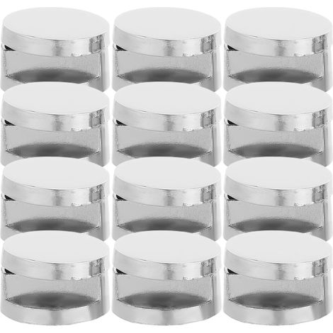 12 Pièces Clip de Fixation Rond en Alliage de Zinc Argenté pour Miroir et Verre, Support Réglable pour Épaisseurs Variées, Salle de Bain et Salon (1/5)