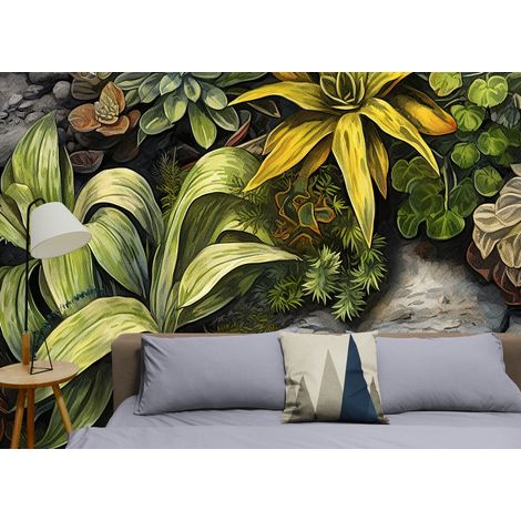 Papier Peint Feuillage - Plantes Rocailleuses - 150 x 250 cm (1/2)