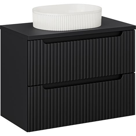 Waschtisch 80cm, in schwarz, gerillte Front, NEWPORT-56-BLACK (1/5)