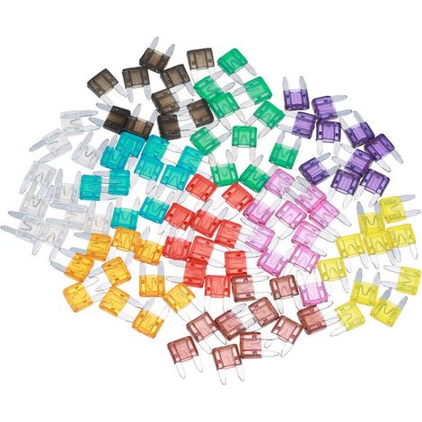 Jeffergarden Assortiment de 100 mini-fusibles à lames pour voitures et camions : 40 A, 3 A, 5 A, 7,5 A, 10 A, 15 A, 20 A, 25 A, 30 A et 35 A. (1/5)