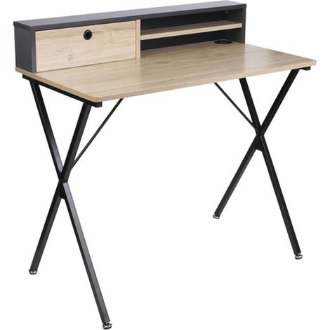 Bureau 2 niches de rangement et 1 compartiment CAMBRIDGE (1/5)