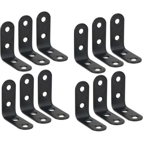 12 Pièces Équerre de Fixation 40mmX40mm Equerre de Fixation Noir Angle Droit Support en forme de L 40mm Équerre Angle 90 Degrés en Acier Inoxydable Équerre Étagère pour Bois Meubles Placard Support (1/5)