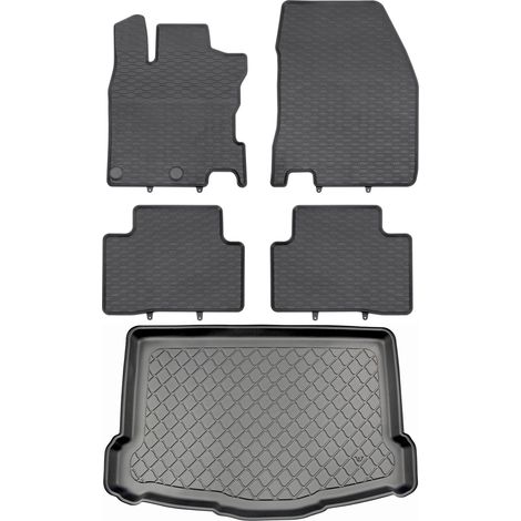Ensemble de tapis de sol en caoutchouc pour Nissan Qashqai II J11 SUV (02.2014-2020) + tapis de coffre (1/5)