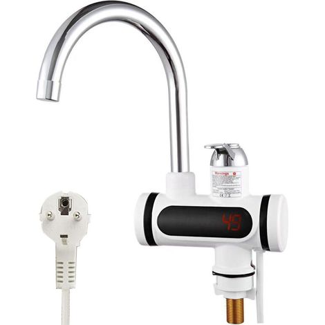 Sofort-Heißwasserhahn 220 V 3000 W – Elektrischer Durchlauferhitzer – Mit LED-Digitalanzeige – Für Küche und Bad – Edelstahl